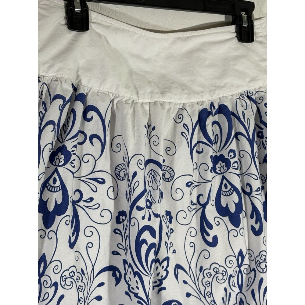Bass Women’s100% Cotton White w/ Blue Design A Line Lined Skirt Size 6 Zipper - Picture 3 of 7